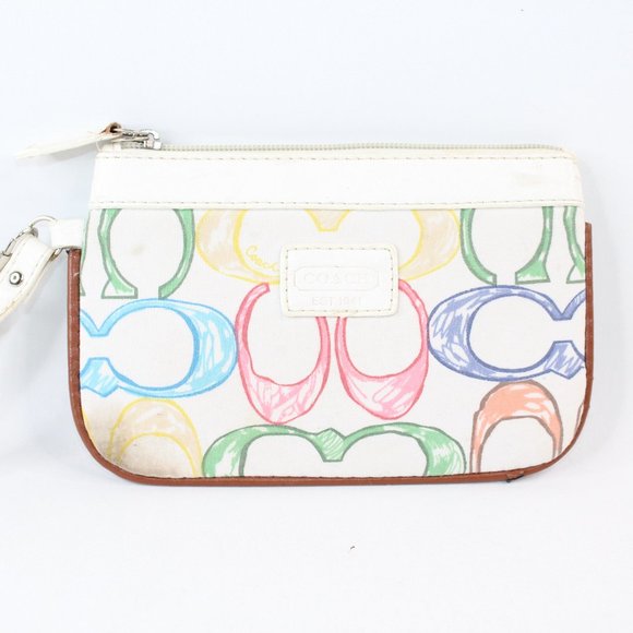 Coach Handbags - Coach Wristlet Multicolored Rainbow C Logo Fabric #162